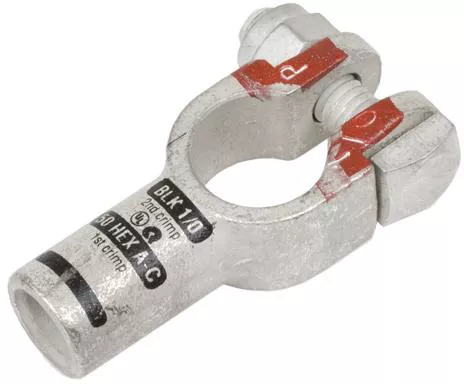 1 /0 AWG Top Post Battery Terminal for Positive Connections - Crimp or Solder Type