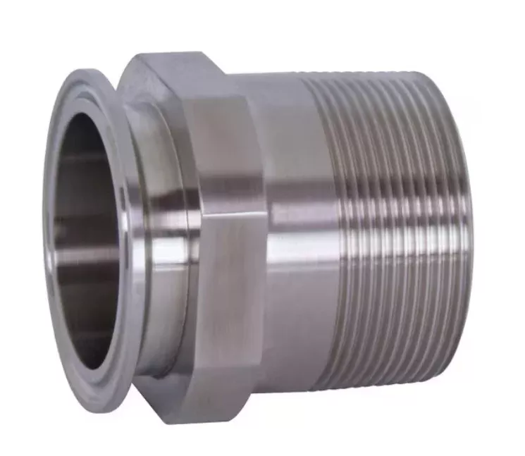 1-1/2" x 1" Sanitary Solutions SS21MP-1.5x1-304, 304 Stainless Steel Clamp x Male NPT Adapters