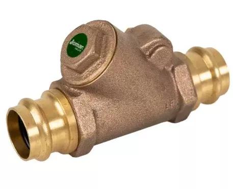 1-1/4" Jomar Valve P-511G, Y-pattern Swing Check Valve, Lead-Free Bronze, Pressfit, Class 150, 300 WOG