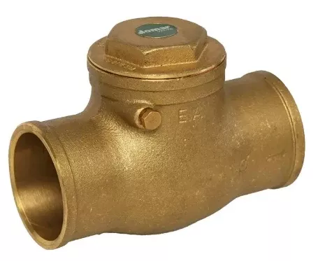 1-1/4" Jomar Valve S-501G, Horizontal Swing Check Valve, Dezincification Resistant Lead-Free Brass, Soldered Ends, 200 WOG