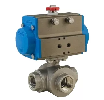 1" Bonomi 8P0146 - 3-Way, Stainlesss Steel, L-Port, Ball Valve with SR Actuator