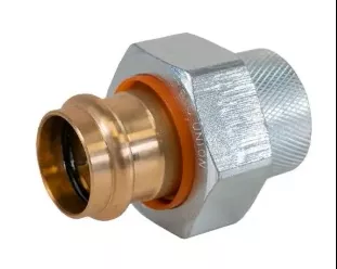 1" Jomar Valve Dielectric Union Press x FIP, Dielectric Union, Dezincification Resistant Lead-Free Brass, Press x Galvanized FNPT Connection, BUNA Seats, 250 PSI
