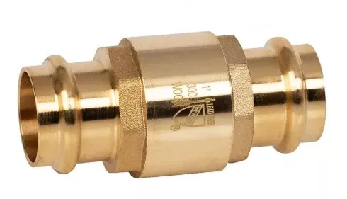 1" Jomar Valve P-521G, Inline Check Valve, Dezincification Resistant Lead-Free Brass, Pressfit, Class 150, 300 WOG