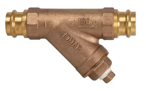 1" Jomar Valve P-651G, Y-Strainer, Lead-Free Bronze, Press Connection, Stainless Steel Screen, 20 Mesh, 150 WOG
