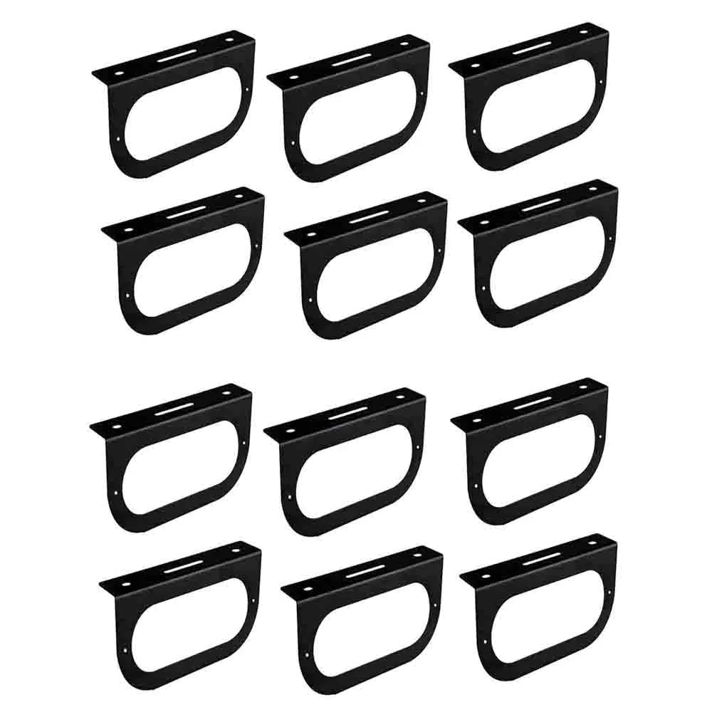(12) Black 6" Inch Oval Brake Light Mounting Brackets for Truck RVs Campers