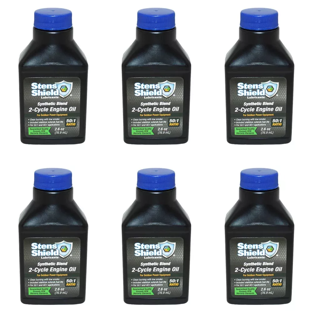(6) New Aftermarket Replacement 2.6 oz Bottles Of 2-Cycle Engine Oil