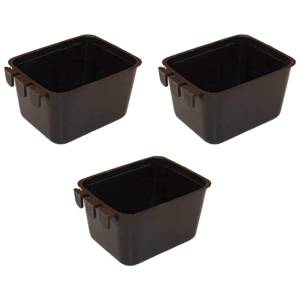 Cage Cups 3-Pk Black 1 Pint / 16 fl oz Hanging Feed & Water Cups Chicken Poultry