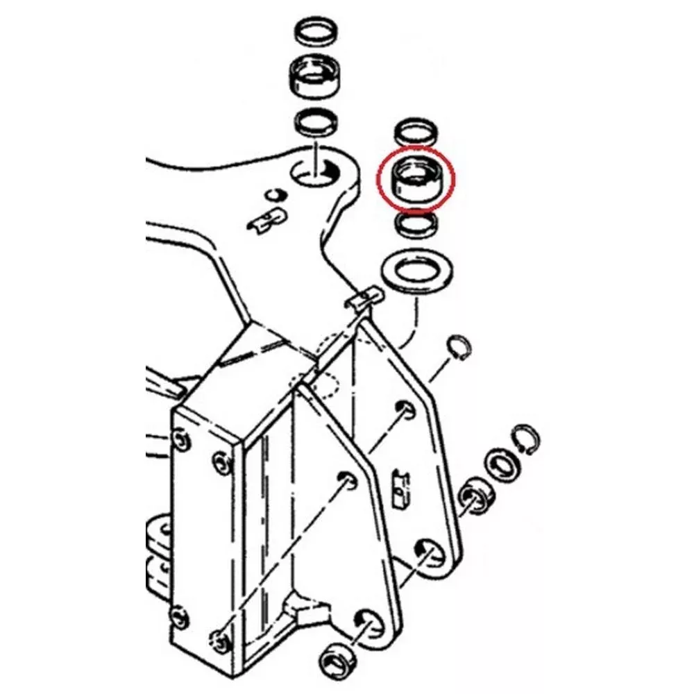 D135556 Bushing, Frame at Swing Tower, Lower - Fits Case 580K, 580SK, 580L+