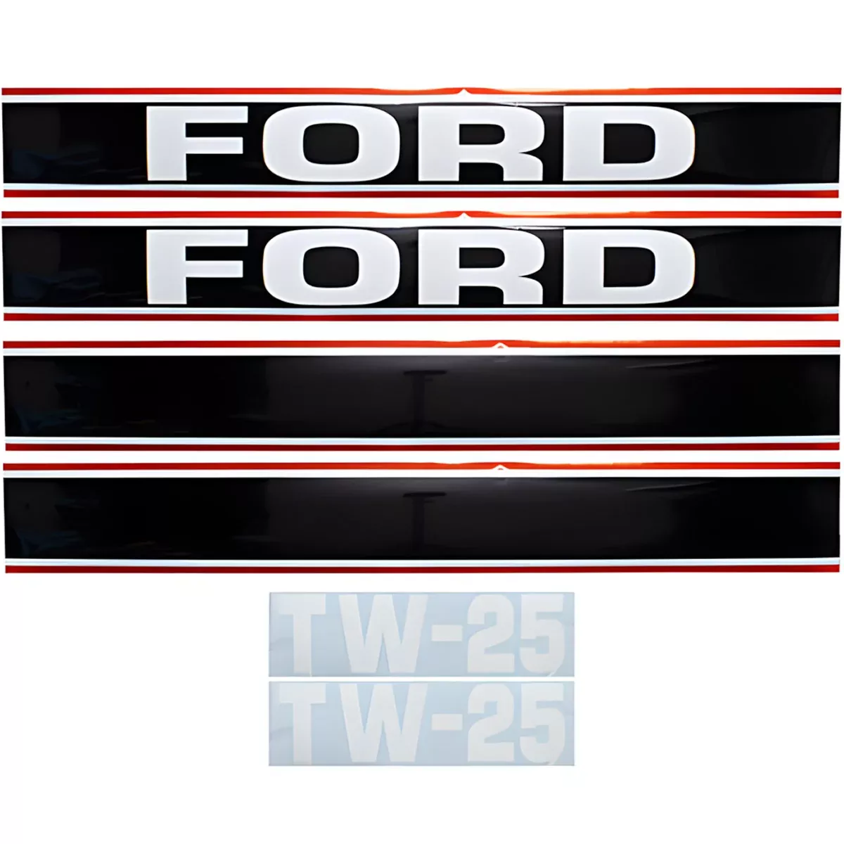 Decal Set for Ford TW25 Mylar - Black & Red - Hood Only