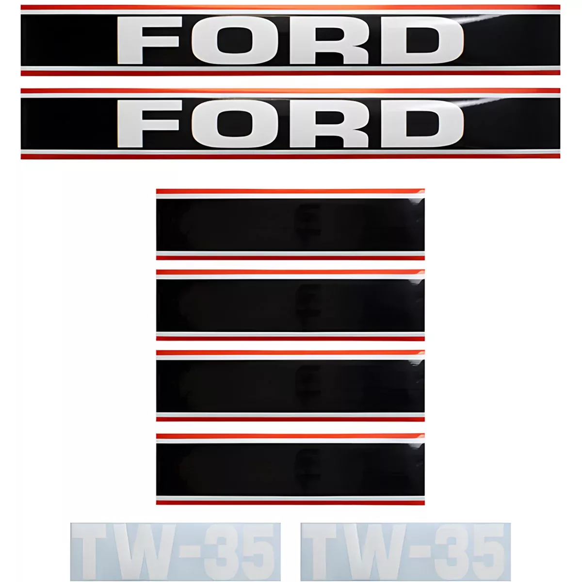 Decal Set for Ford TW35 Mylar - Black & Red - Hood Only