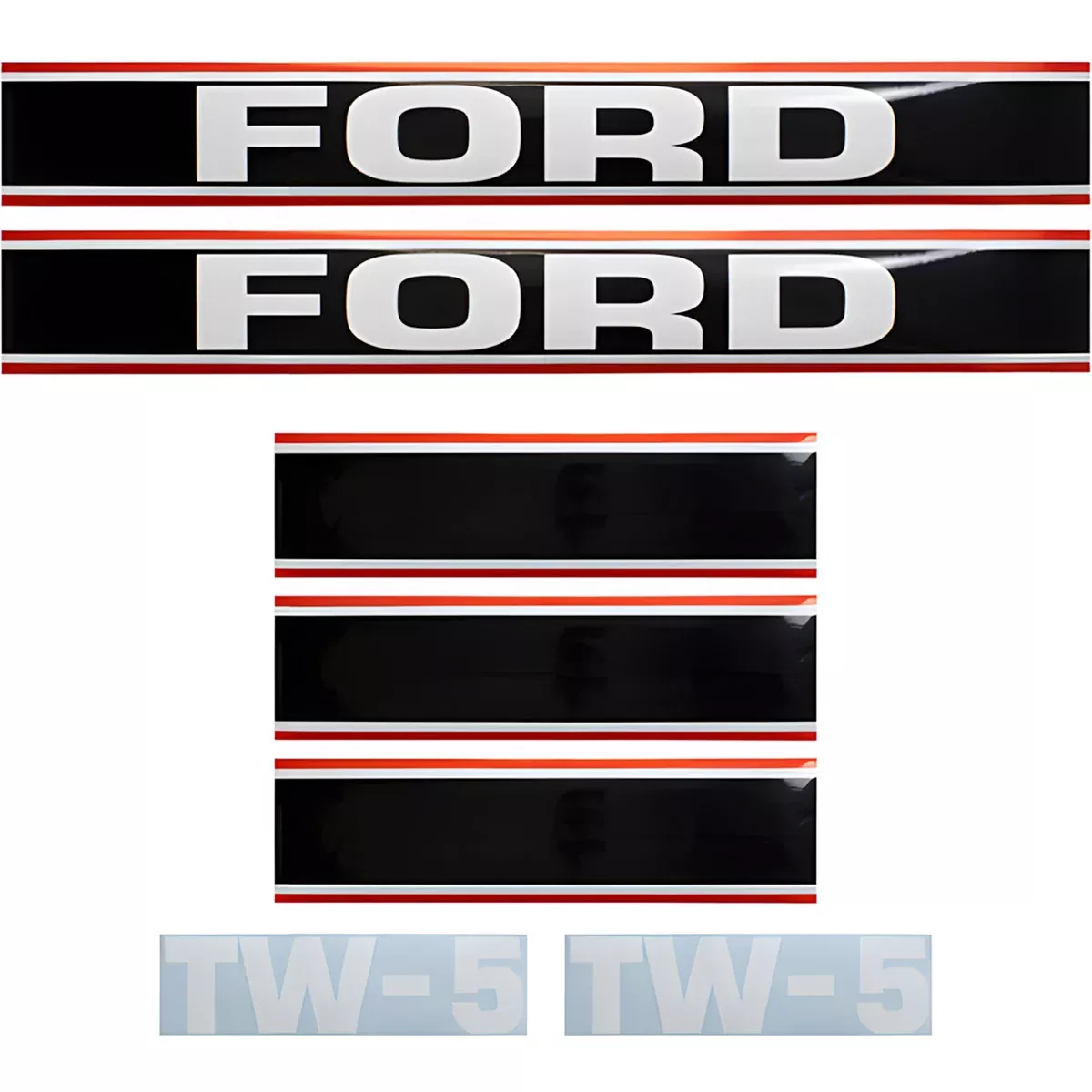 Decal Set for Ford TW5 Mylar - Black & Red - Hood Only