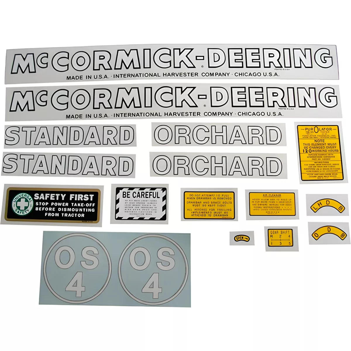 Decal Set for International / Farmall OS-4 Mylar - "McCORMICK-DEERING"