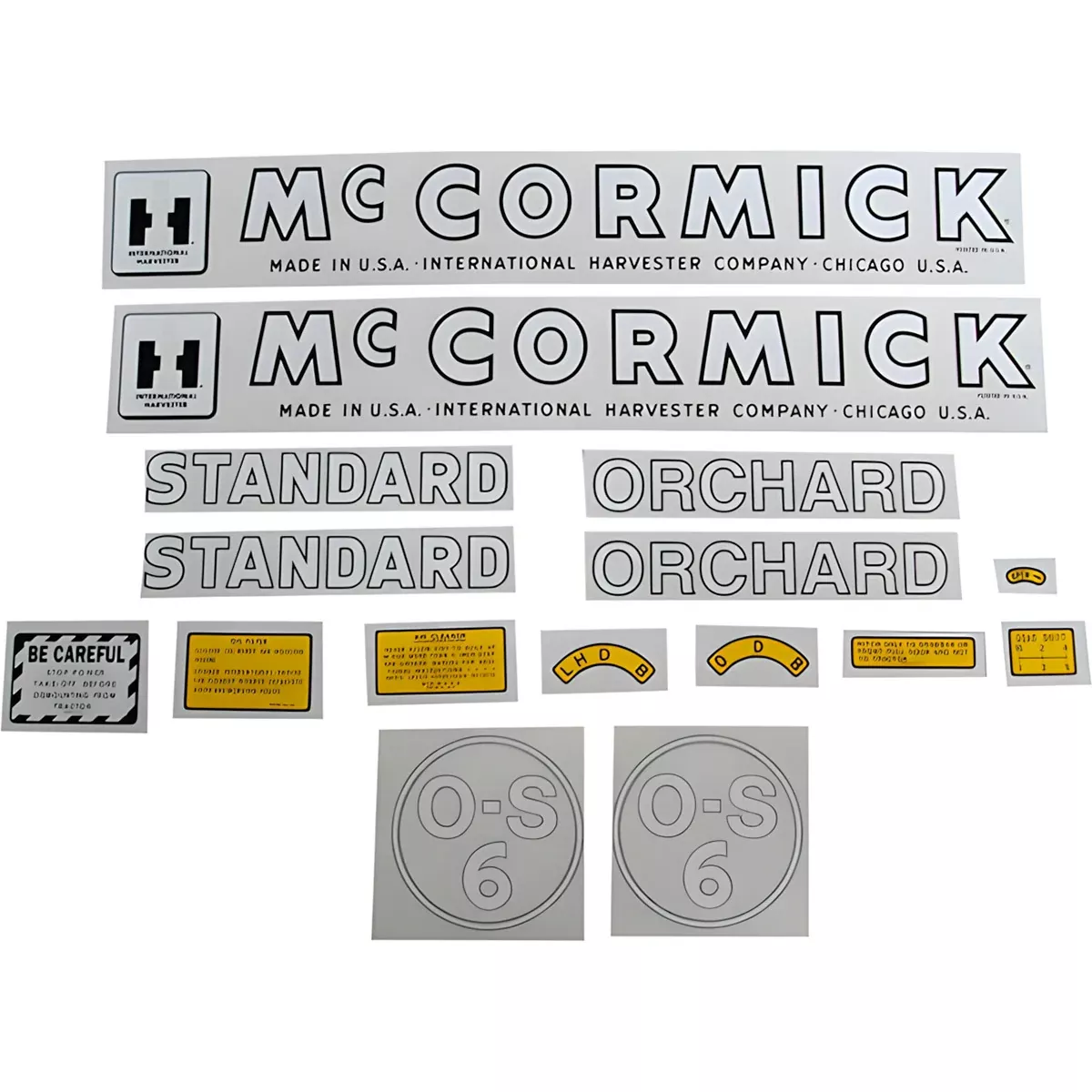 Decal Set for International / Farmall OS-6 Mylar - "IH McCORMICK"