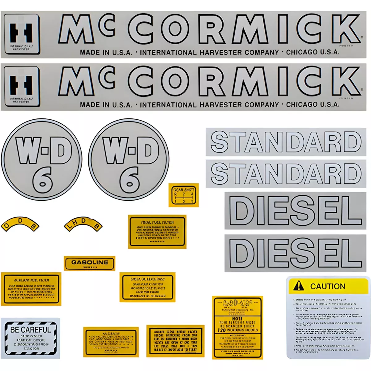 Decal Set for International / Farmall WD-6 1945-1952 Mylar - "McCORMICK"