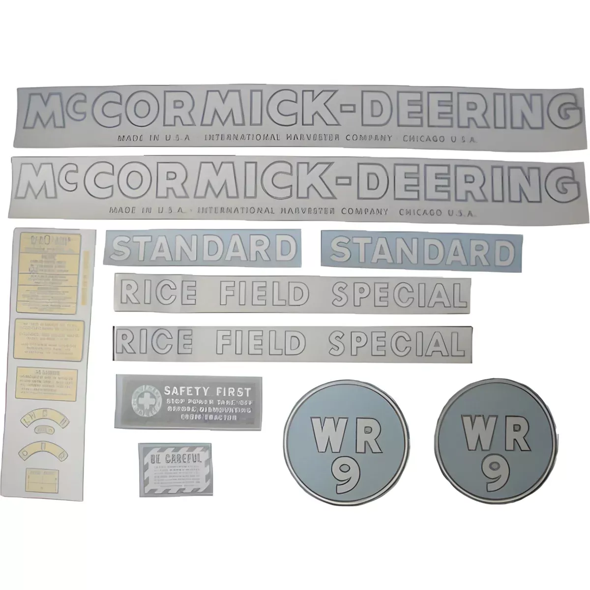Decal Set for International / Farmall WR-9 Mylar - "McCORMICK-DEERING"