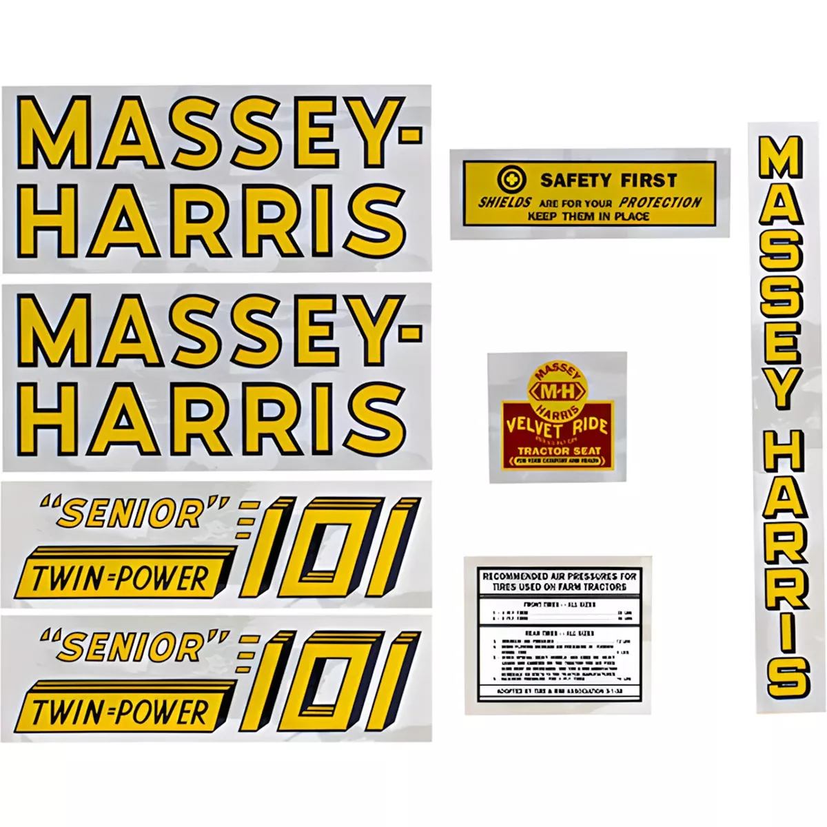Decal Set for Massey Harris 101 Sr. Twin Power Mylar