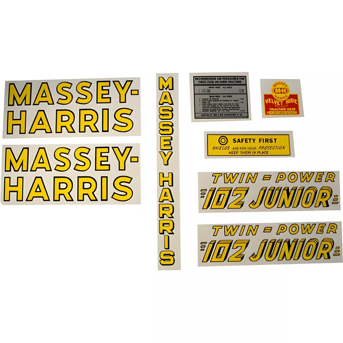 Decal Set for Massey Harris 102 Jr. Twin Power Mylar