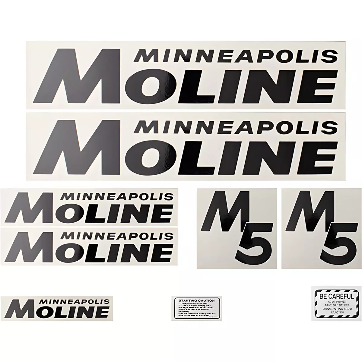 Decal Set for Minneapolis Moline M5 Black Mylar - Black Letters
