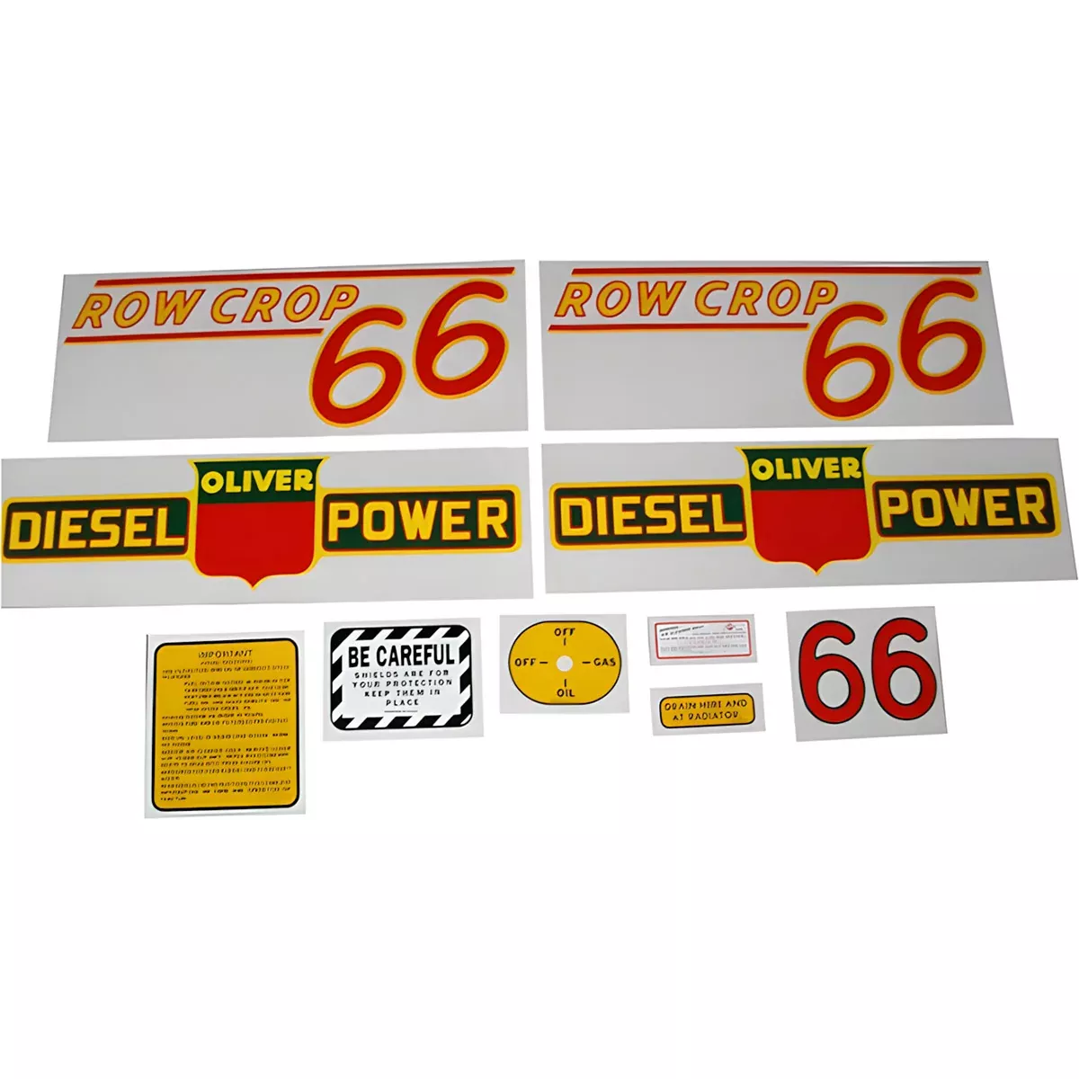 Decal Set for Oliver 66 Row Crop Diesel Mylar - Red Numbers