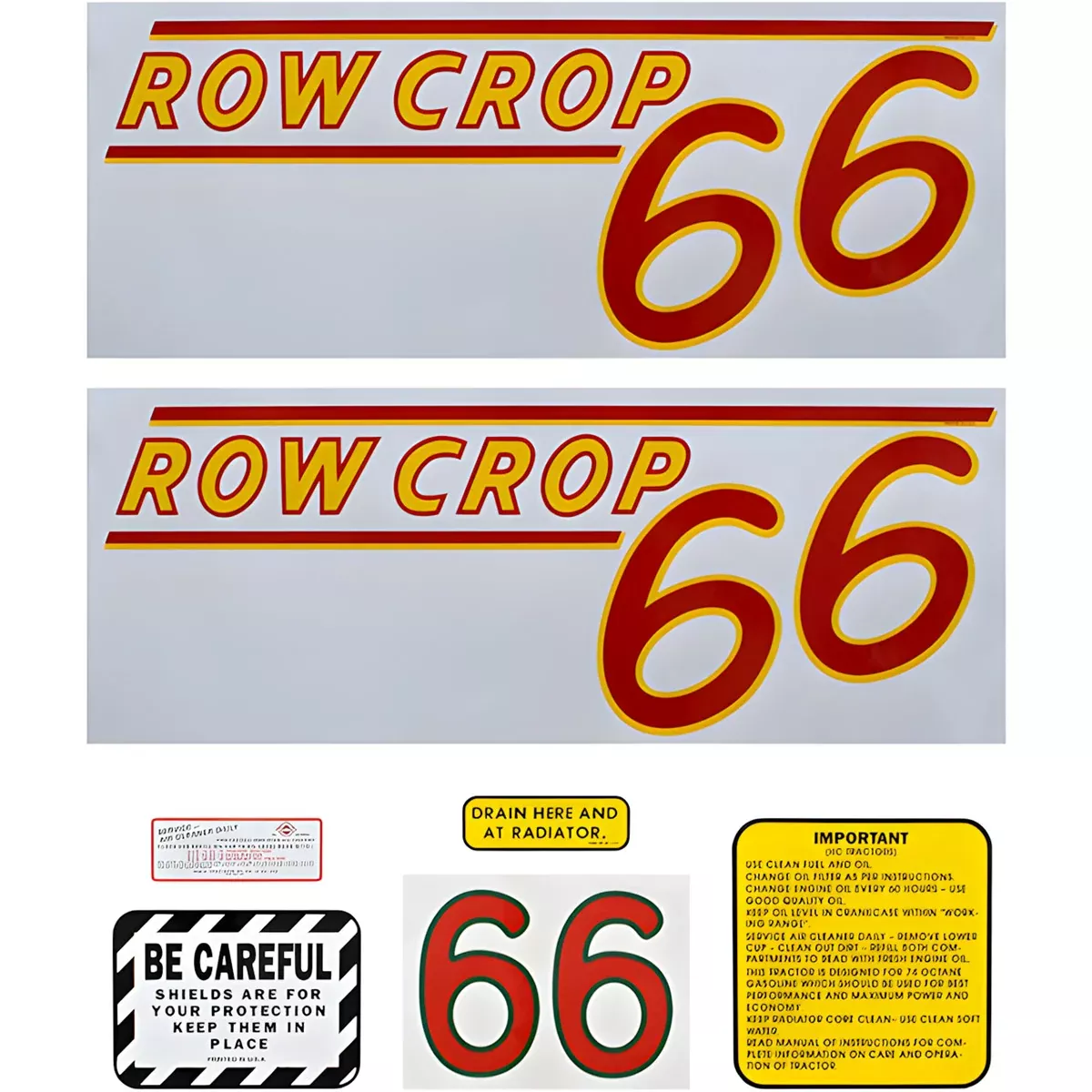 Decal Set for Oliver 66 Row Crop - Gas Mylar - Red Numbers