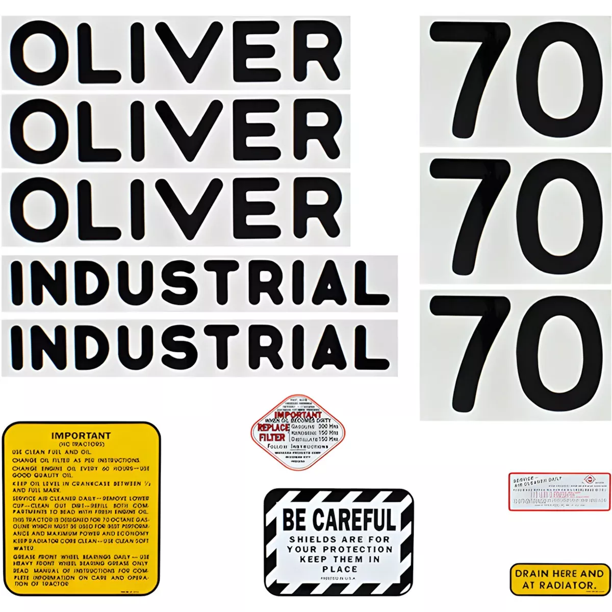 Decal Set for Oliver 70 Industrial Mylar