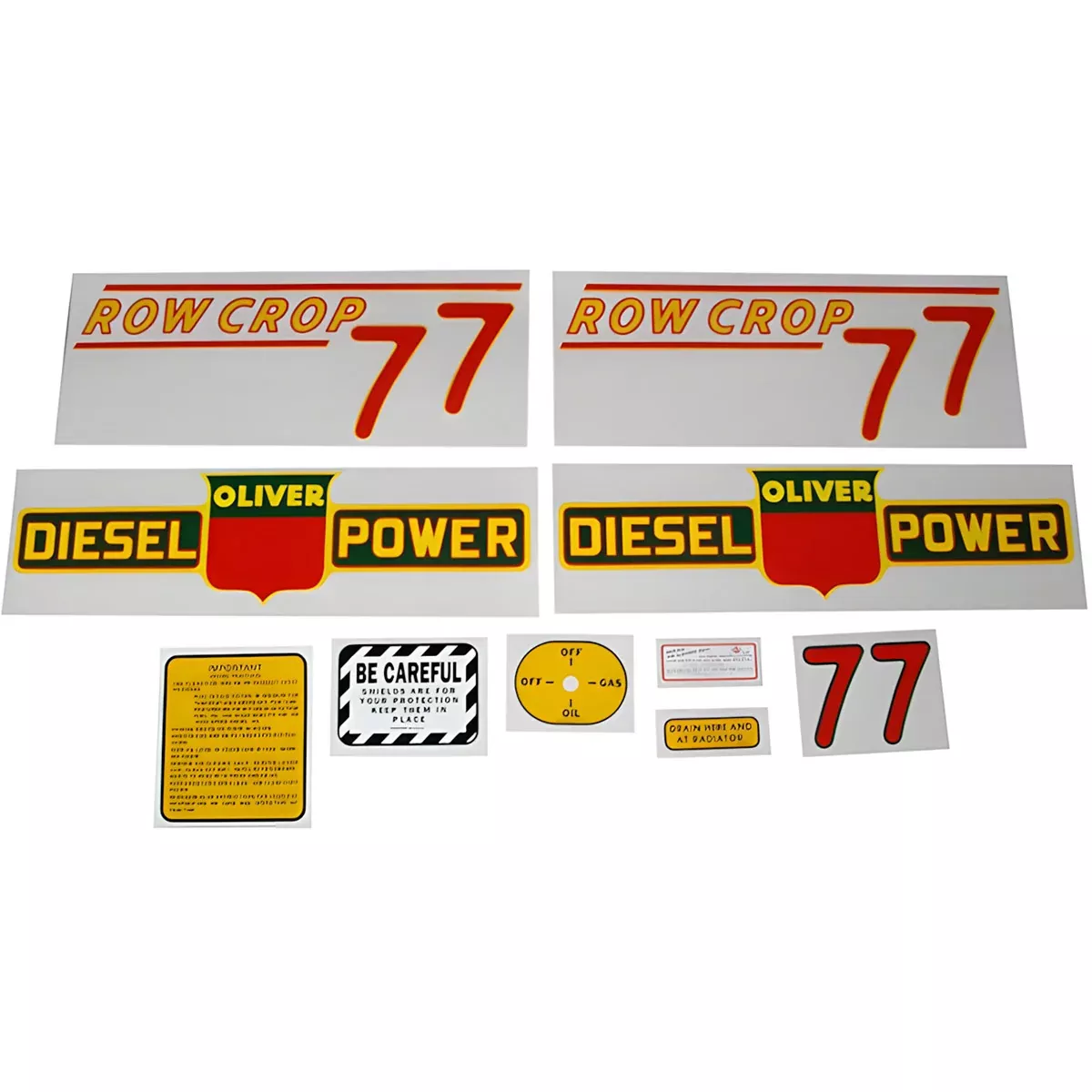 Decal Set for Oliver 77 Row Crop Diesel Mylar - Red Numbers