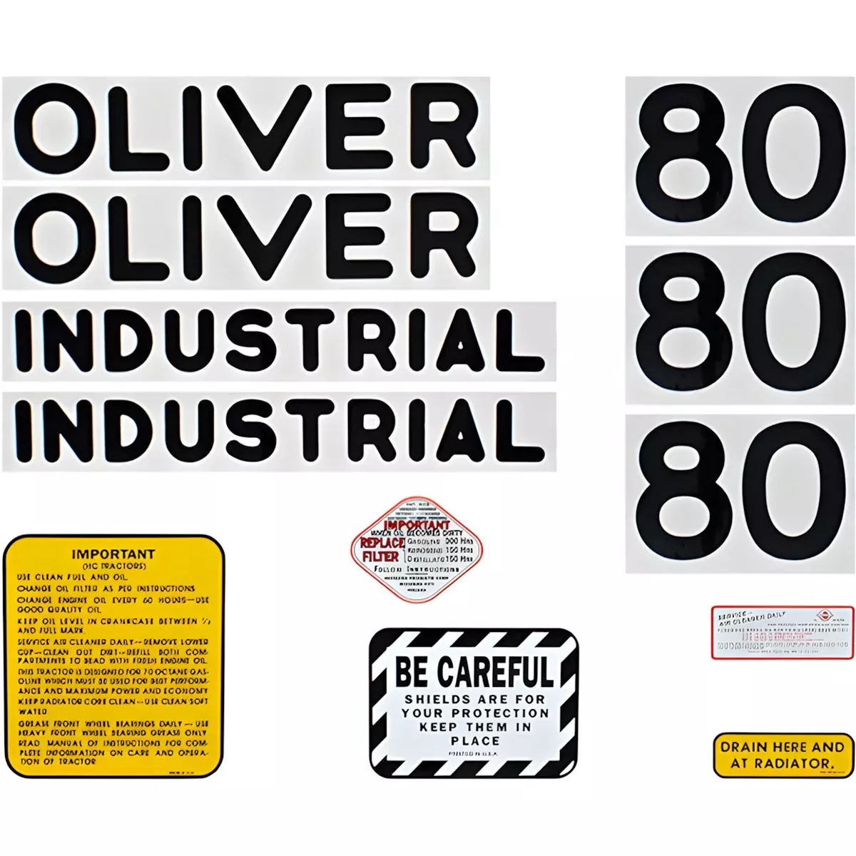 Decal Set for Oliver 80 Industrial Mylar