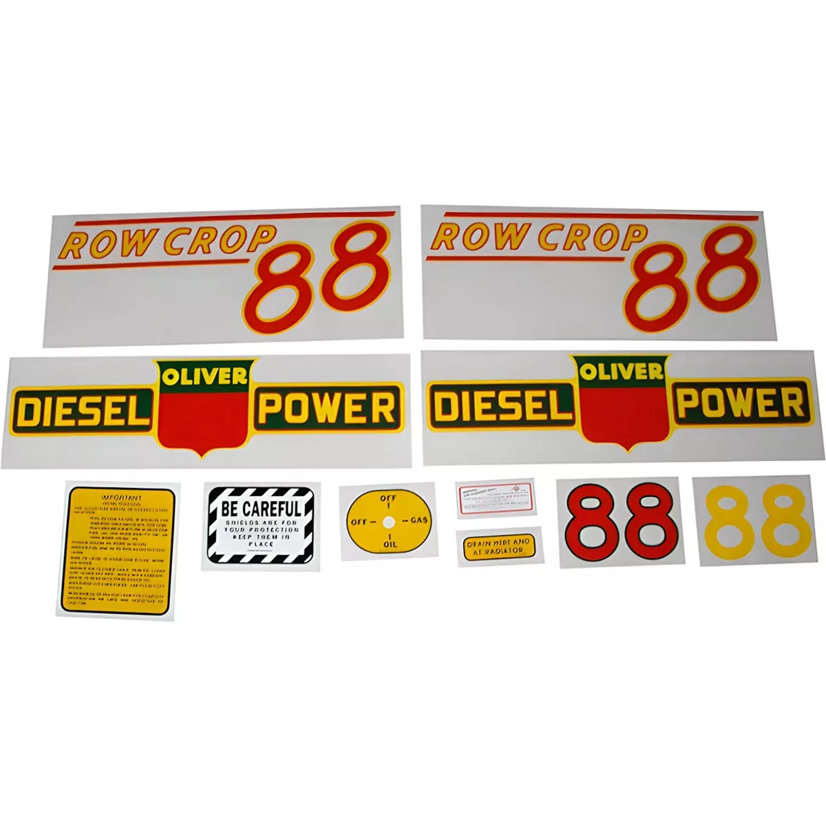Decal Set for Oliver 88 Row Crop Diesel Mylar - Red Numbers