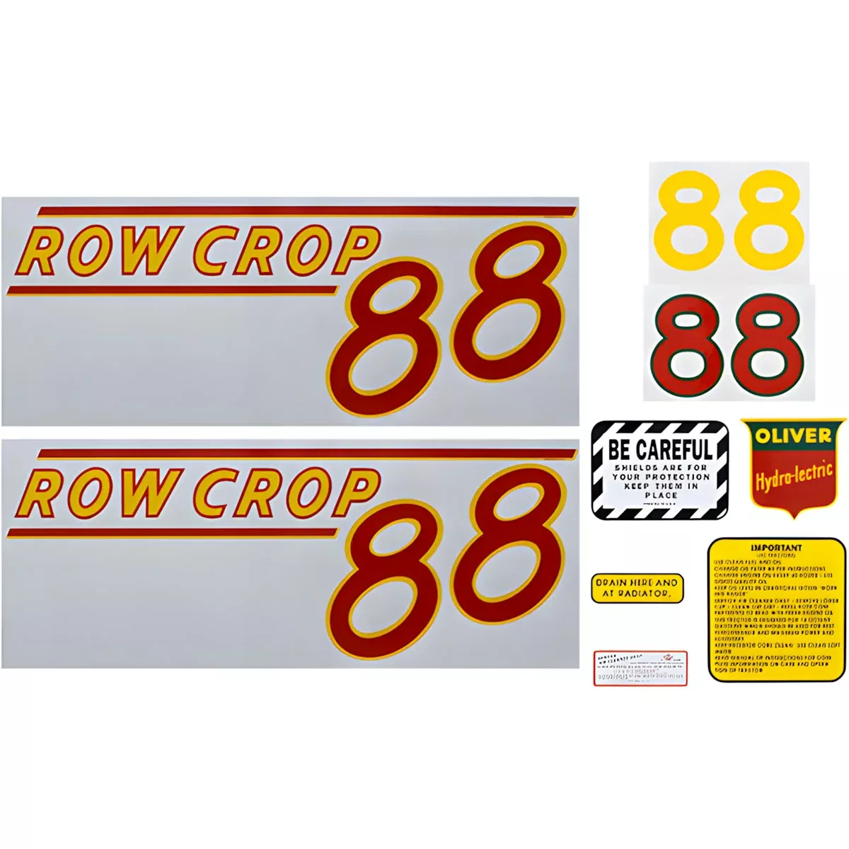 Decal Set for Oliver 88 Row Crop Gas Mylar - Red Numbers