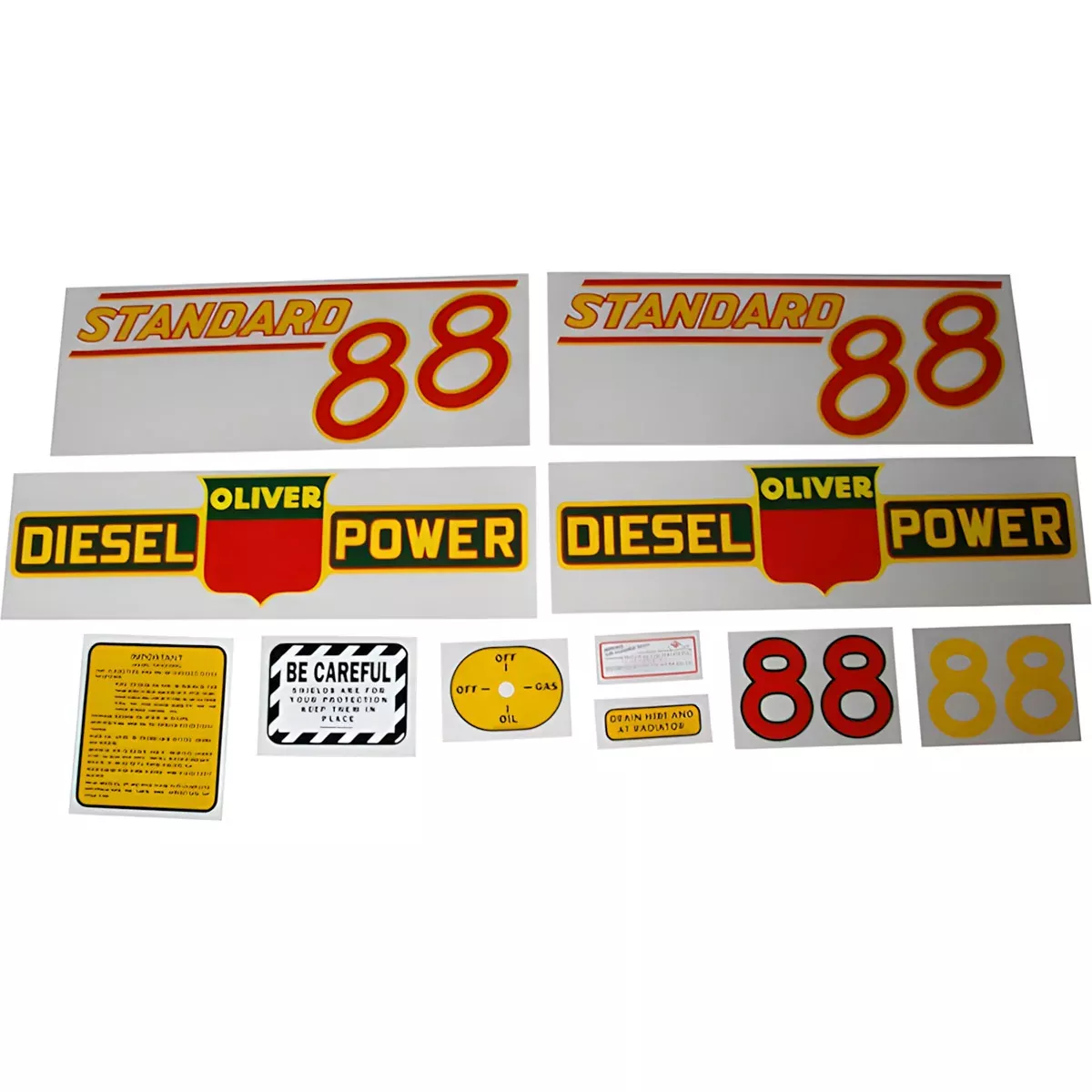 Decal Set for Oliver 88 Standard Diesel Mylar - Red Numbers