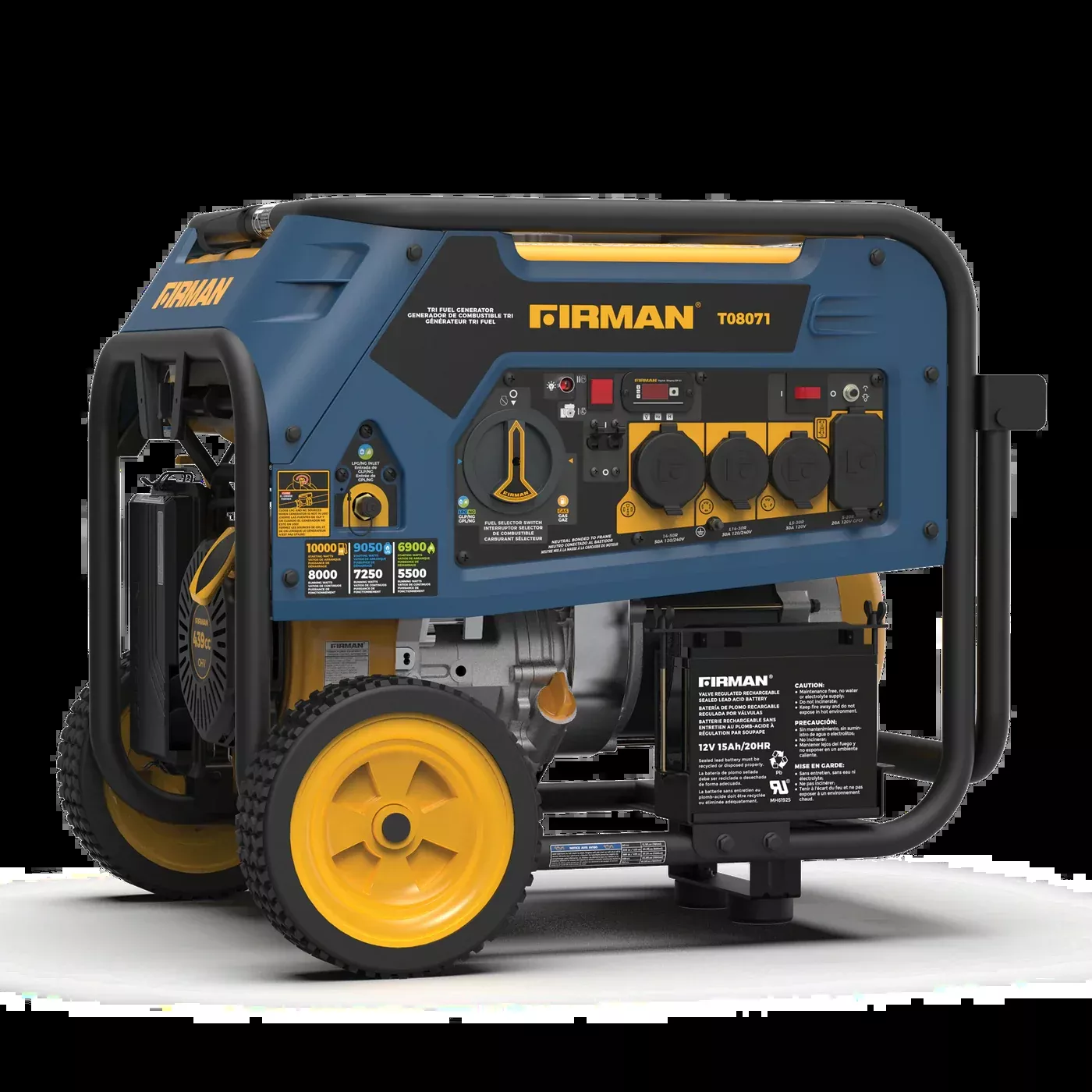Firman T08071 Tri Fuel Portable Generator 8000W Electric Start 120/240V