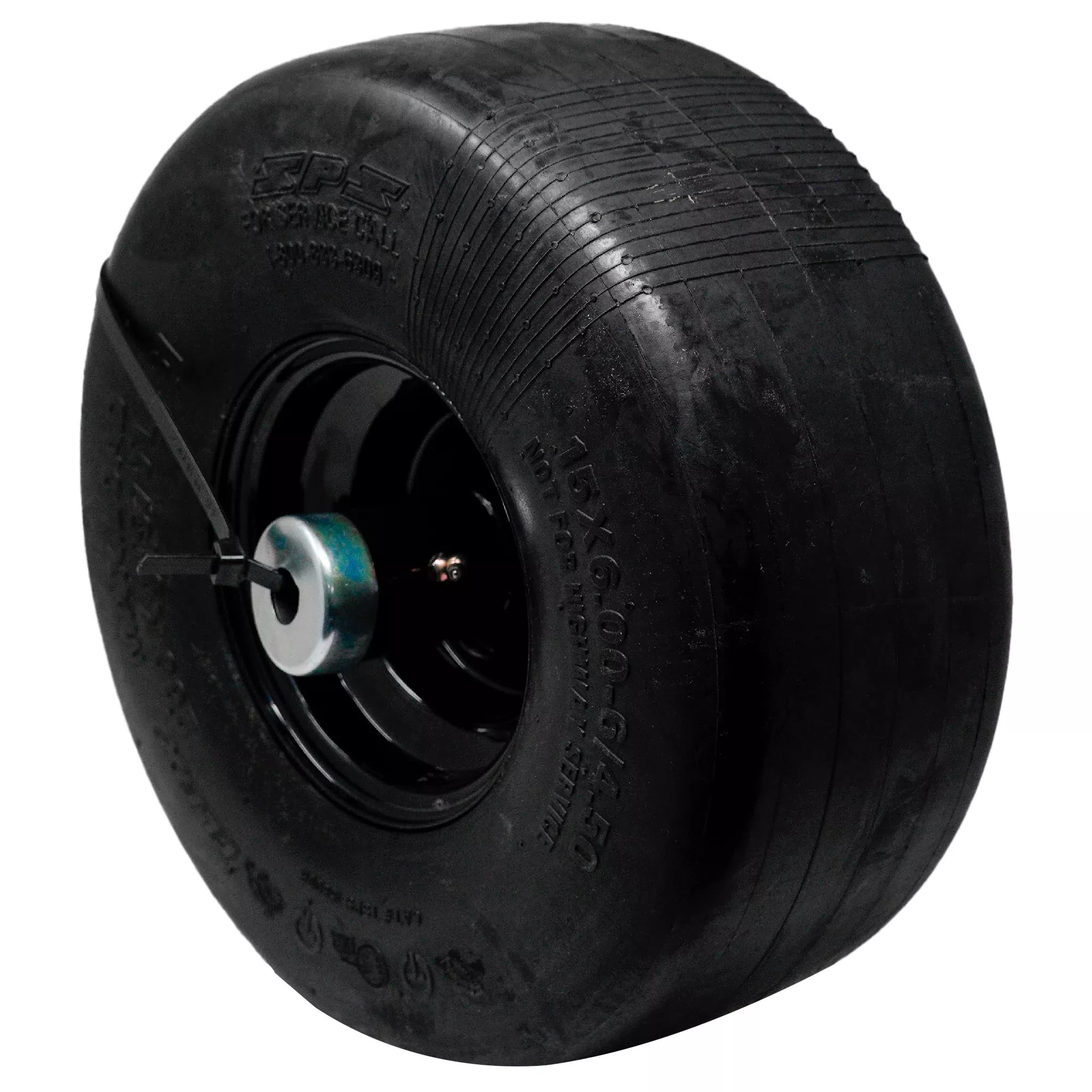 Hustler 607689 Semi-Pneumatic Tire/Wheel assembly 15X6-6 Black