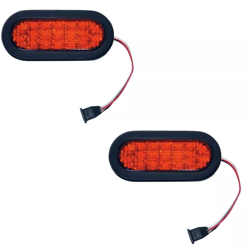 Set of (2) New Red Oval 6" LED Light Kit Stop Turn Tail 1-019-03-305