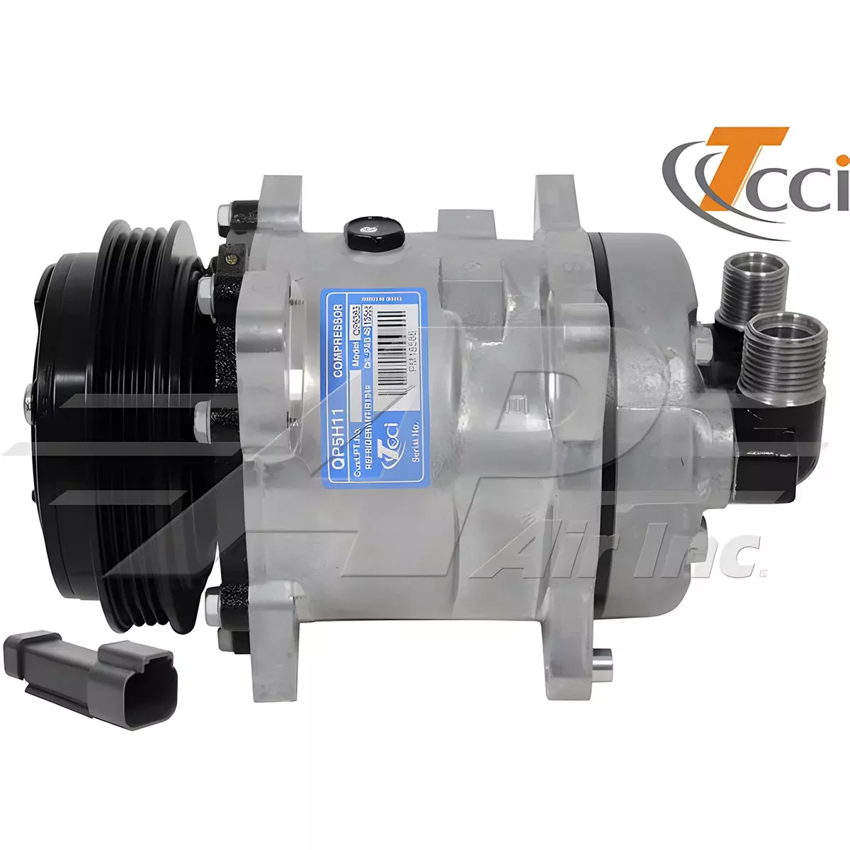 TCCI Compressor SD5H11 - 125mm, 4 Groove Clutch 12V for Bobcat 7023577
