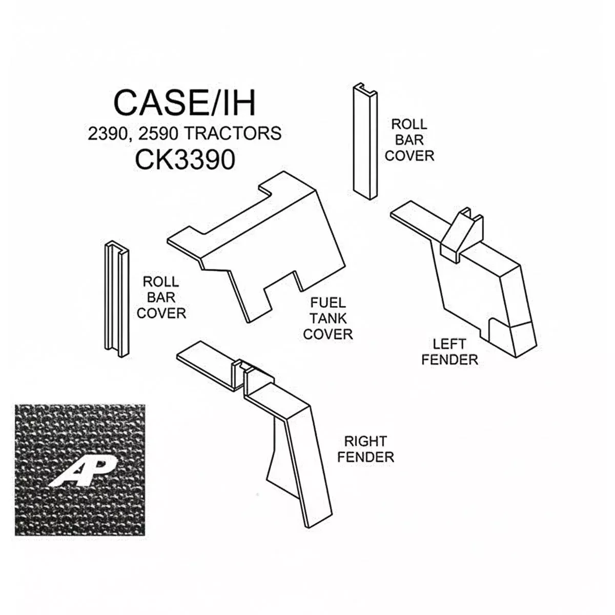 Tractors Lower Cab Kit - Black Basketweave for Case IH