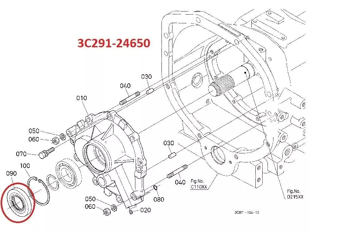 Trans Input shaft Seal Compatible with Kubota M9540HFL-1/HFL-1S