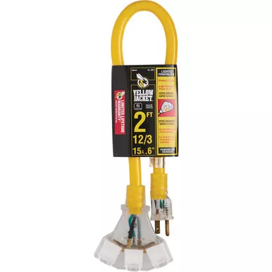 Yellow Jacket 2 Ft. 12-3 Contractor Grade Power Block Extension Cord 2882 536733