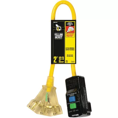 Yellow Jacket 2 Ft. 12-3 GFI Extension Cord with Powerblock 2814 544035